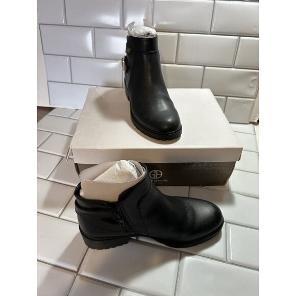 Giani Bernini Brennin Black Buckled Straps Black Ankle Booties NEW Size 6 M Zip - Picture 1 of 8